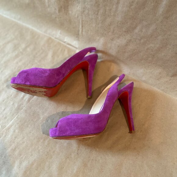 Christian Louboutin Purple suede pumps - Picture 4 of 7